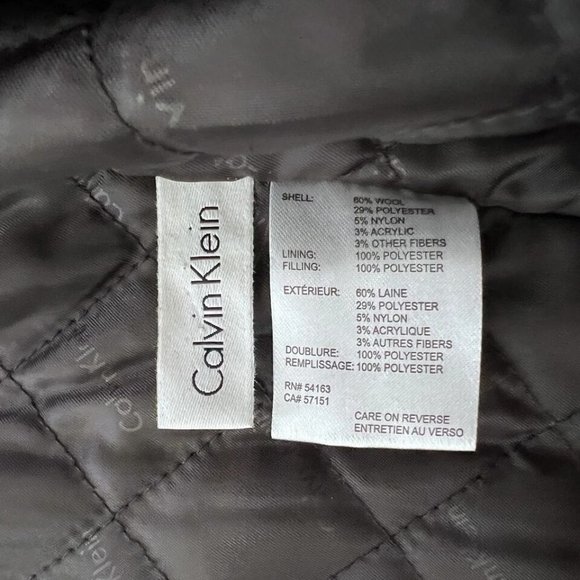 Calvin Klein Men Coat Wool Blend Size MEDIUM Black Hidden Zipper Snap Collared - Picture 5 of 8